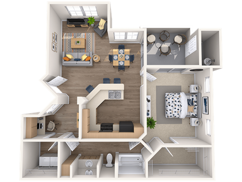 Floor plan for 1 bed, 1 bath, 920 sqft